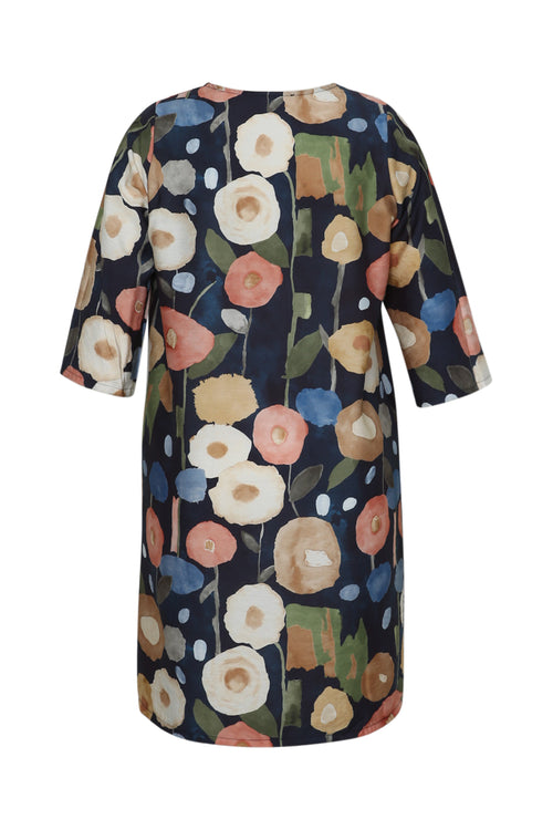 Robe courte en viscose imprimé coquelicots-Paprika-9
