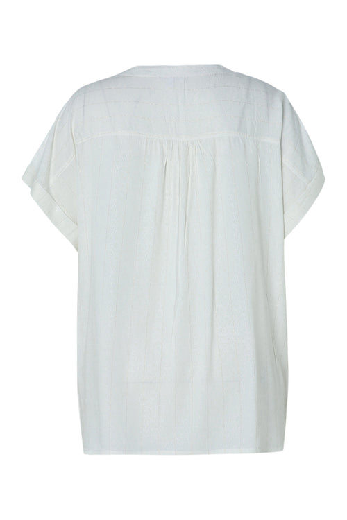 Blouse en viscose rayures lurex-Paprika-11