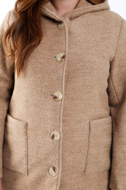 Manteau en laine uni avec capuche-Paprika-6