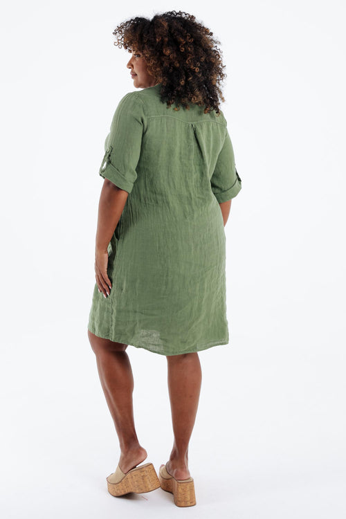 Robe tunique en lin unie-Paprika-2