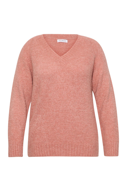 Pull maille bouclette uni-Paprika-1