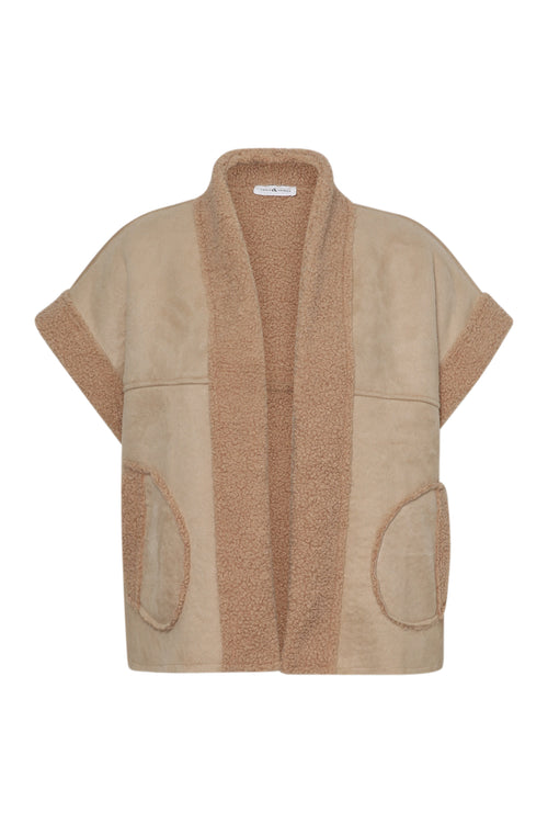 Gilet effet peau de mouton uni-Paprika-1