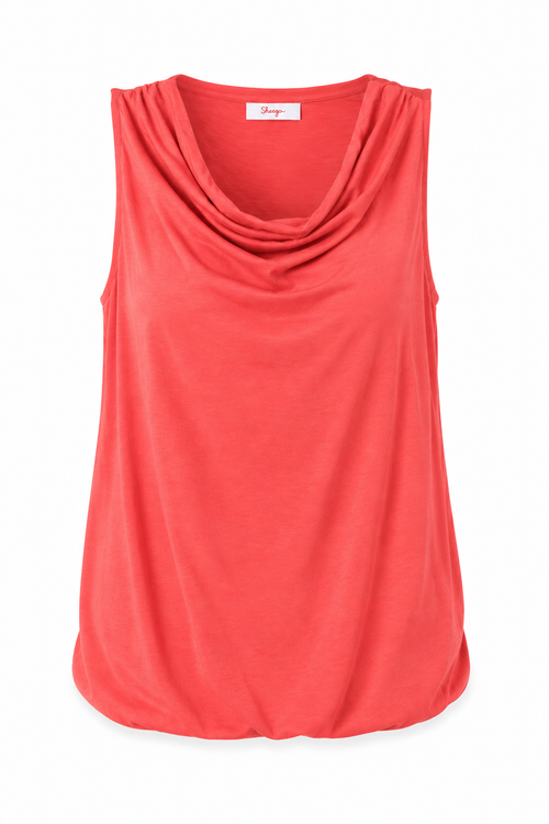 Débardeur uni en viscose avec col bénitier-Paprika-1
