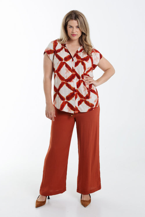 Blouse en viscose imprimé graphique-Paprika-7