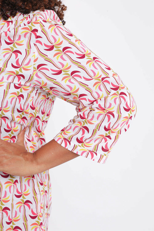 Chemise en coton et viscose imprimé palmiers-Paprika-4