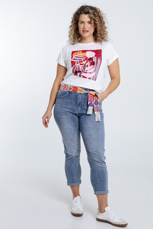 T-shirt en coton dessin coloré et sequins-Paprika-9