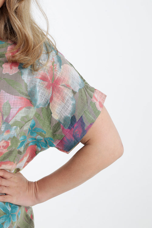 Blouse en coton imprimé floral-Paprika-4