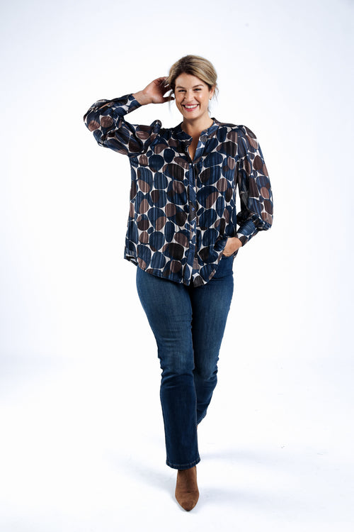 Blouse imprimé ronds avec foil-Paprika-6