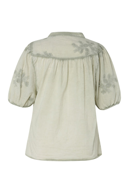 Blouse en coton avec fleurs brodées-Paprika-11