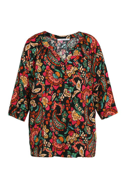 Blouse en viscose imprimé floral-Paprika-9