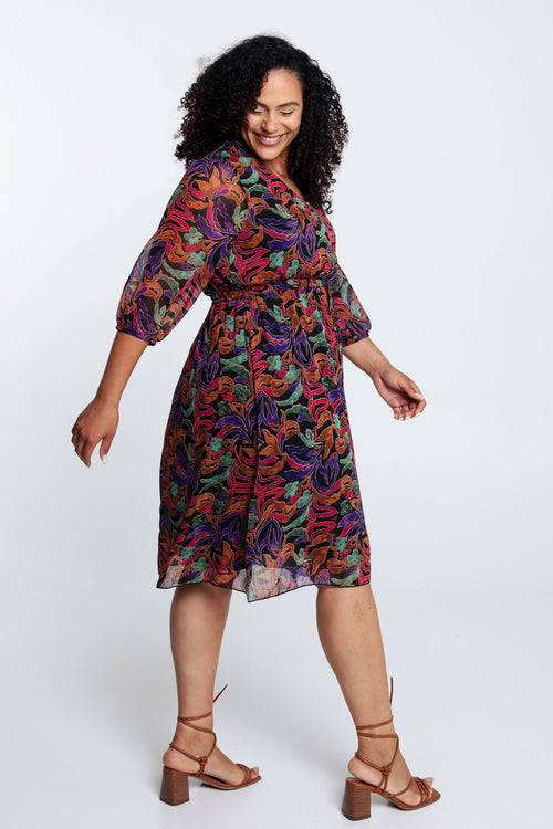 Robe en voile imprimée-Paprika-8