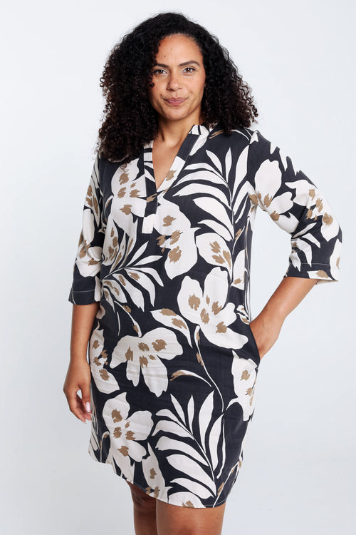 Robe à fleurs en viscose-Paprika-1