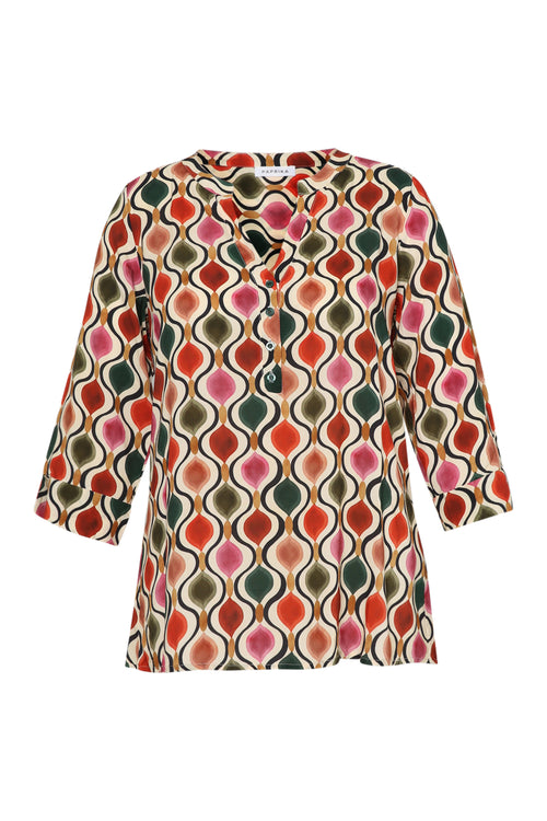 Blouse en viscose imprimé graphique-Paprika-8