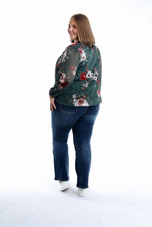 Blouse plumetis imprimé fleurs-Paprika-2