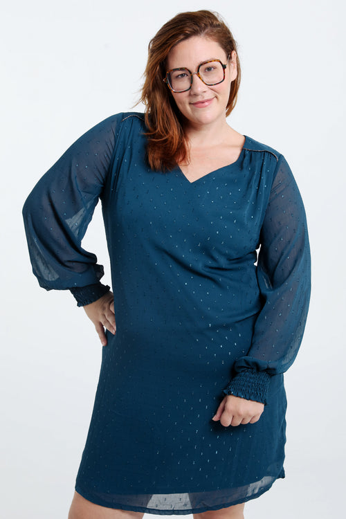 Robe en voile avec plumetis-Paprika-1