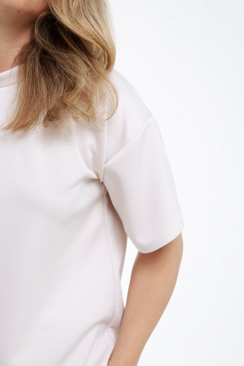 T-shirt uni avec boutons décoratifs-Paprika-5