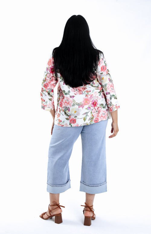 Blouse en viscose imprimé fleuri-Paprika-2