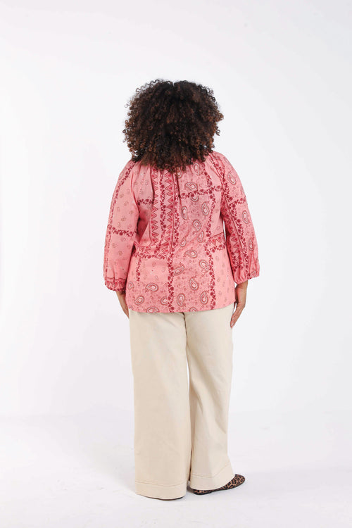 Blouse en coton imprimé bandana-Paprika-2