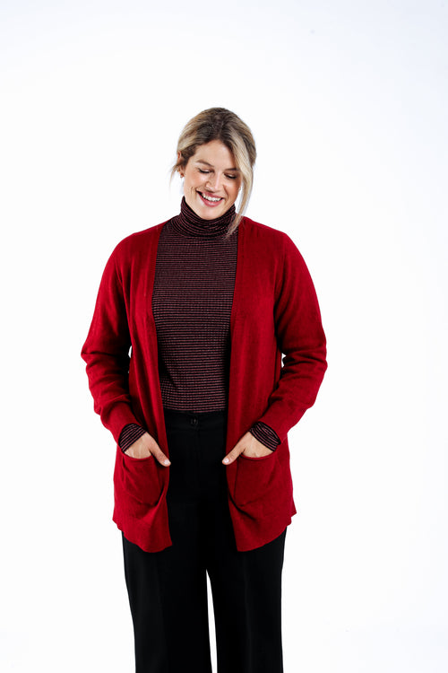 Cardigan en viscose uni-Paprika-2