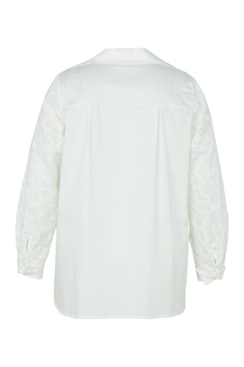 Chemise en coton avec manches brodées-Paprika-11