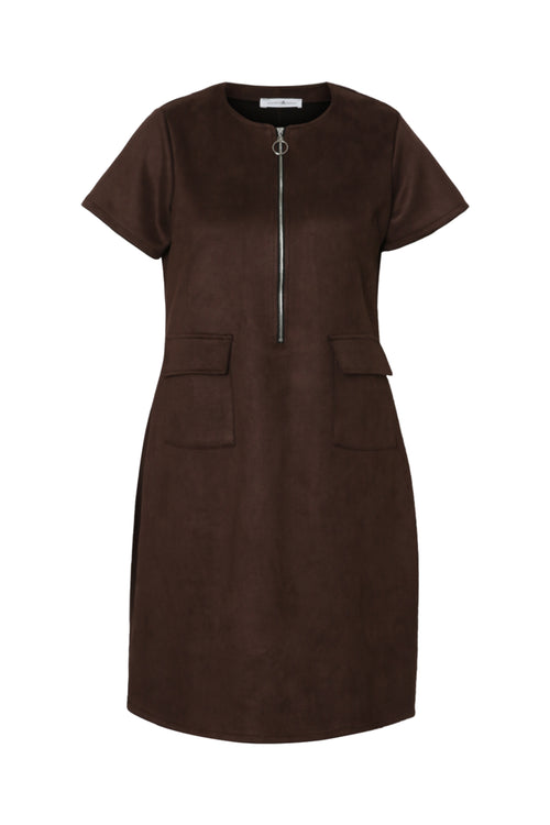 Robe en effet suédine unie-Paprika-1