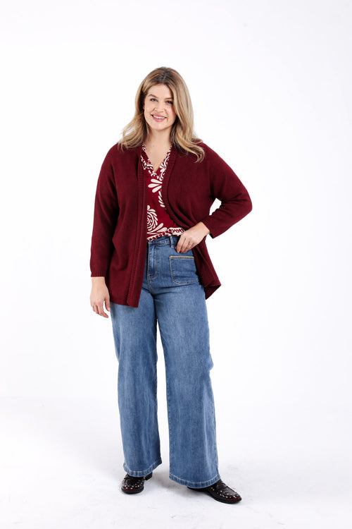 Cardigan long en viscose uni-Paprika-5