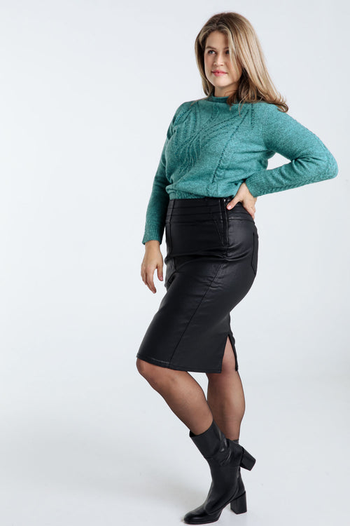 Pull uni torsade et strass-Paprika-9