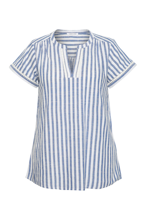 Top rayé avec foil et broderies-Paprika-9