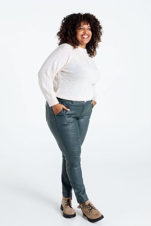 Pantalon slim enduit métallisé-Paprika-8