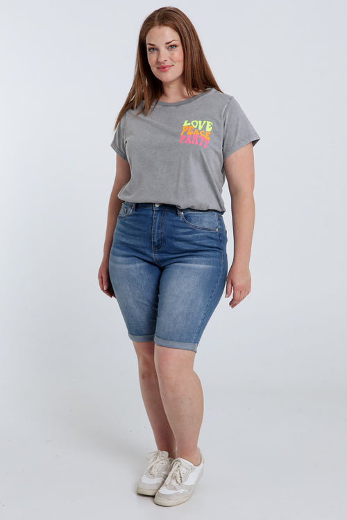 Bermuda en jeans en fibres recyclées-Paprika-9