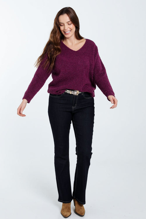 Pull maille bouclette uni-Paprika-8