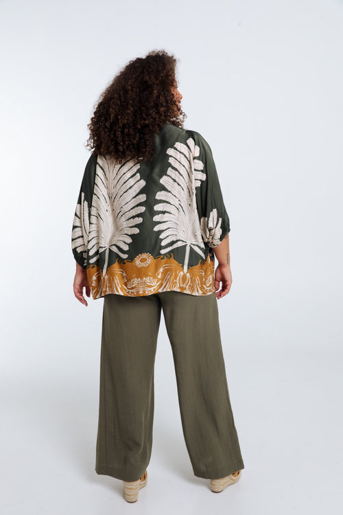 Blouse en viscose imprimé palmes-Paprika-2