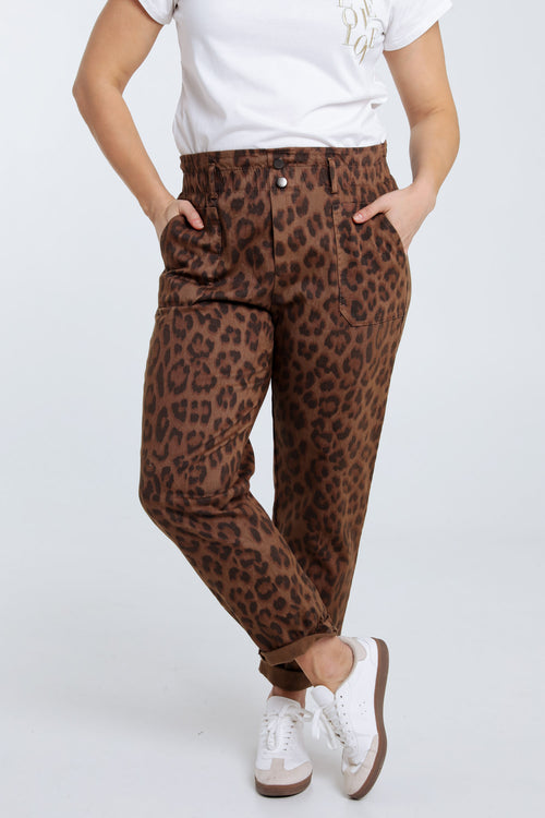 Pantalon en coton imprimé peau de bête-Paprika-2