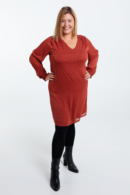 Robe en voile avec plumetis-Paprika-7