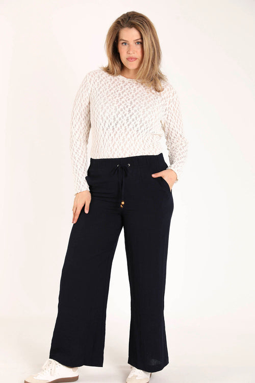 Pantalon large en viscose uni-Paprika-1