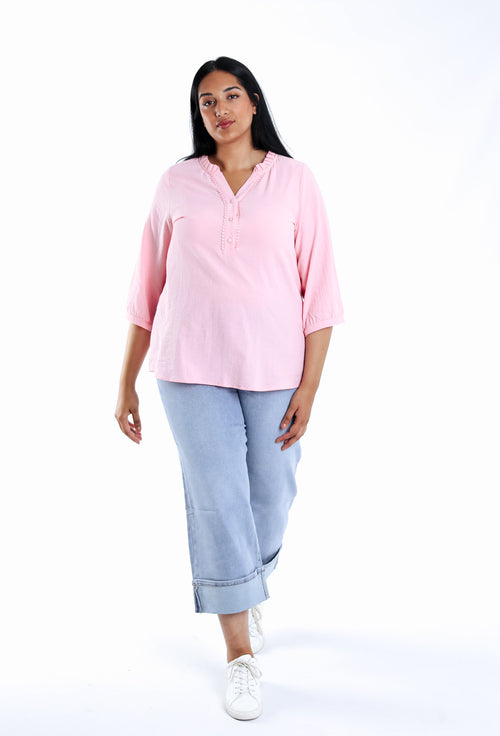 Blouse en coton unie-Paprika-6