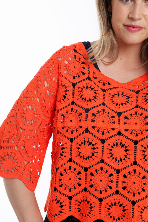 Pull en crochet uni-Paprika-5