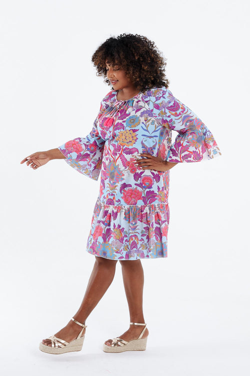 Robe tunique en coton imprimé floral-Paprika-8