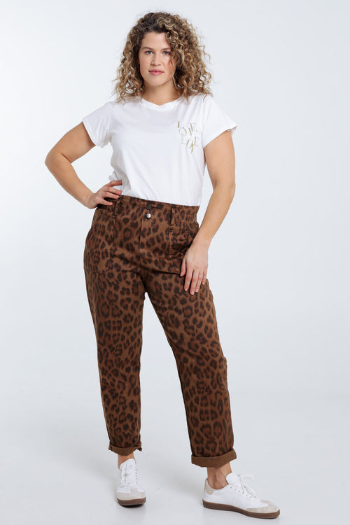 Pantalon en coton imprimé peau de bête-Paprika-8