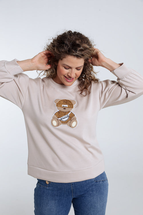 Sweat uni avec ourson-Paprika-3