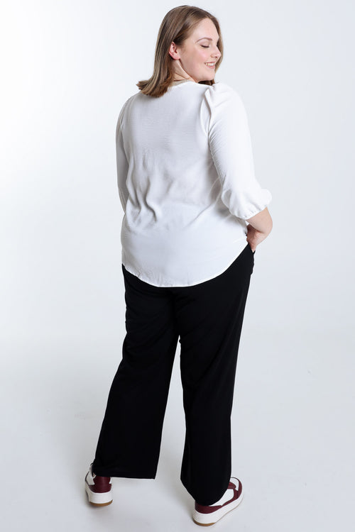 Blouse unie avec bande dorée-Paprika-2
