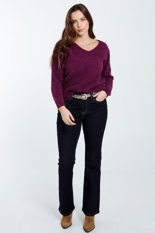 Pull maille bouclette uni-Paprika-7