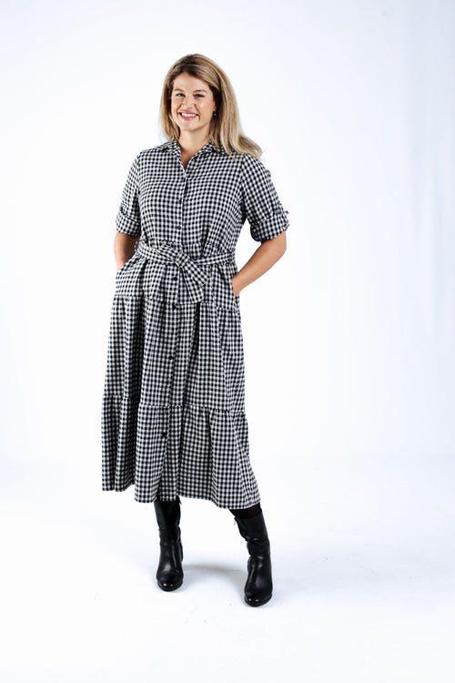 Robe longue imprimé vichy-Paprika-7