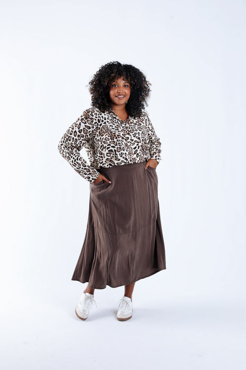 Jupe longue unie-Paprika-6