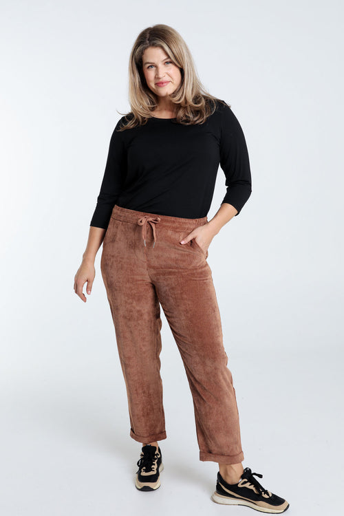 Pantalon chino uni en velours-Paprika-9