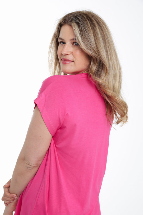 T-shirt uni en viscose-Paprika-5