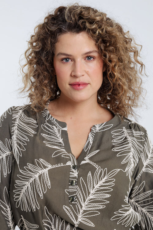 Robe tunique en coton brodée-Paprika-3