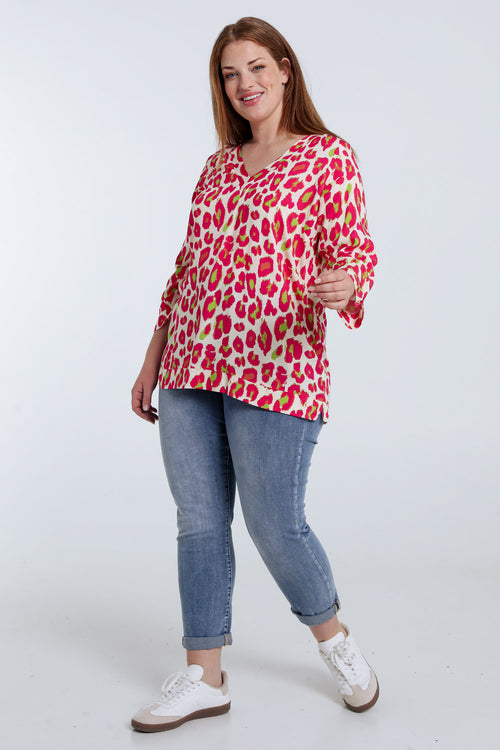 Blouse en viscose imprimé peau de bête-Paprika-7