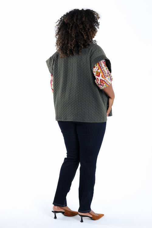 Veste sans manches unie détail tressé-Paprika-3
