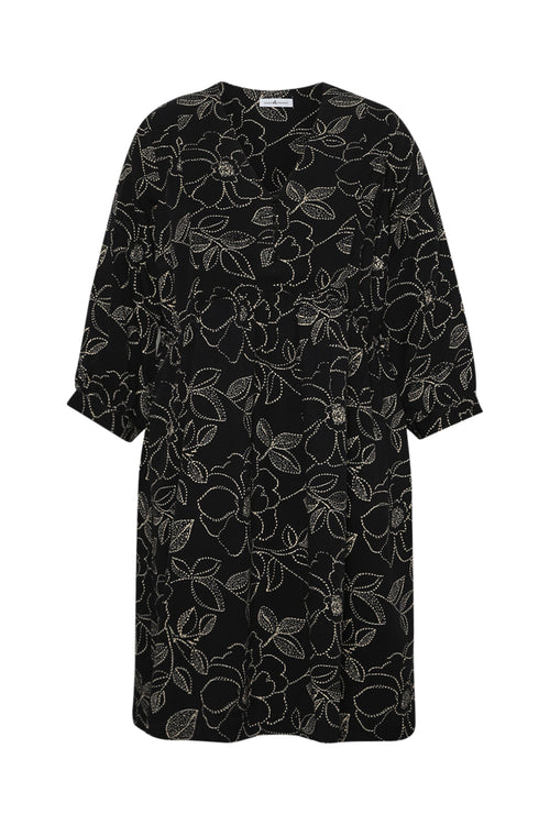 Robe courte en viscose imprimé fleuri-Paprika-11